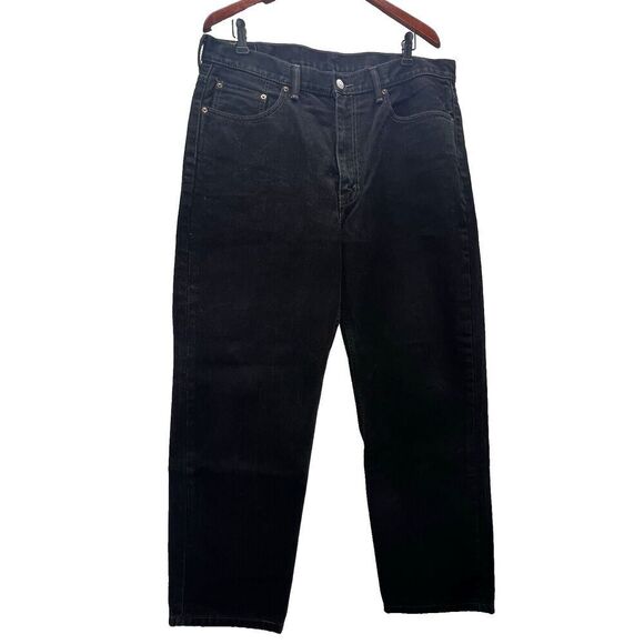 Levis 550 Jeans Mens Black Relaxed Fit Straight Leg Denim Size 38x30 - Picture 2 of 8